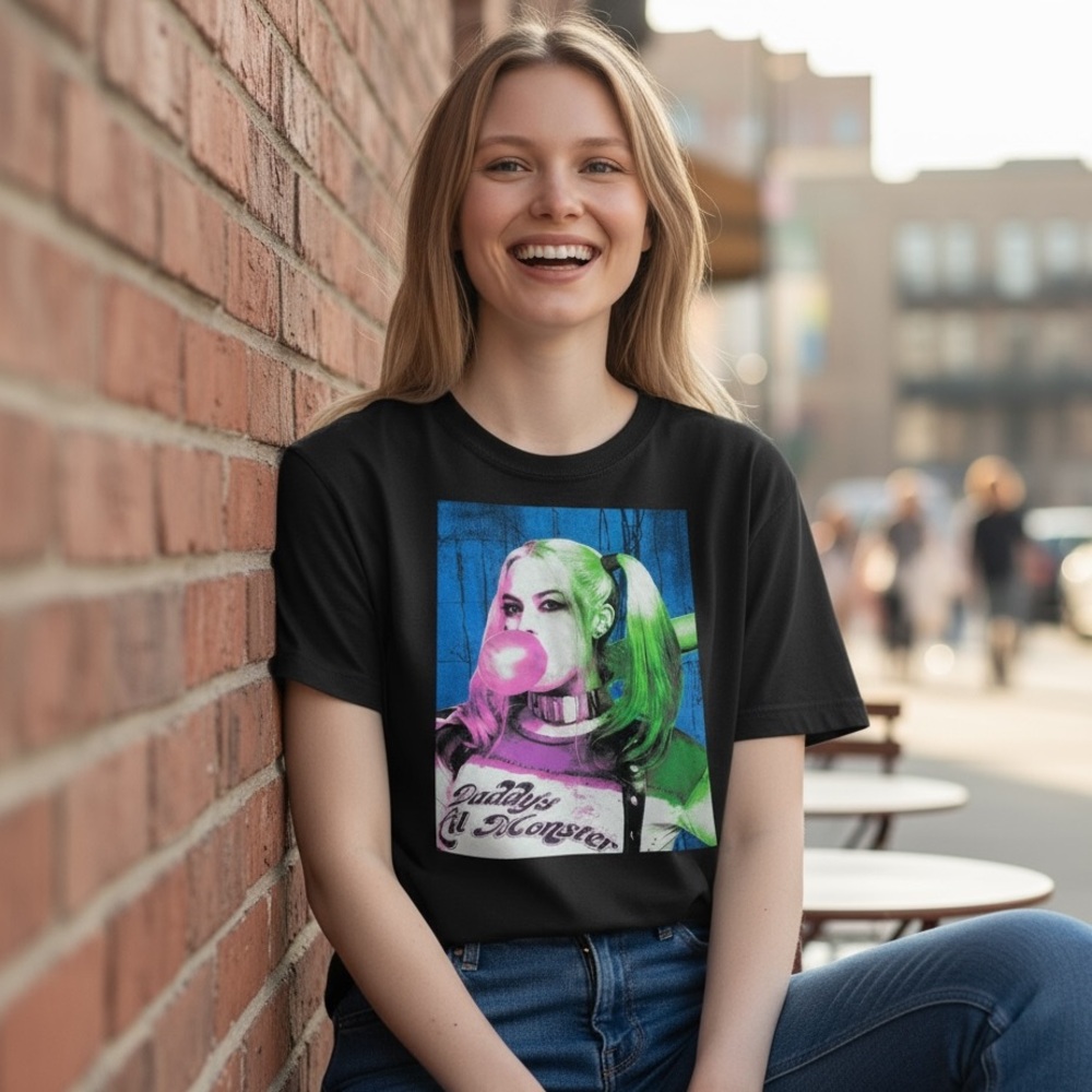 SUICIDE SQUAD XL Black Graphic T-Shirt HARLEY QUINN Cotton UNISEX TEE SHIRT NWOT